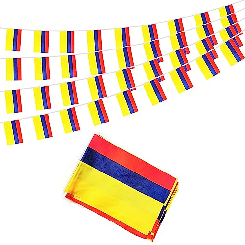 50 Feet Colombia Banner Flag String, Colombian Mini Flag Small Banner, for Party, Shops and Bars Decorations, Outdoor Decorations, 38 Flags (Colombia) - color: Colombia