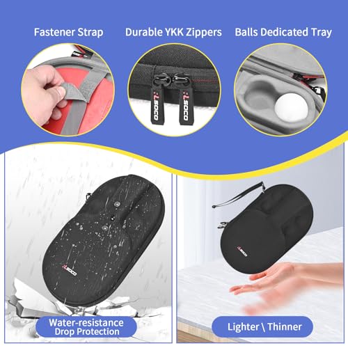 RLSOCO Table Tennis Paddle Case,Carrying Case for Ping Pong Paddles/Table Tennis Paddles/Hexagon Racquet Cyber Shape, Fits for 2 Paddles and 4 Balls (Bag Only)