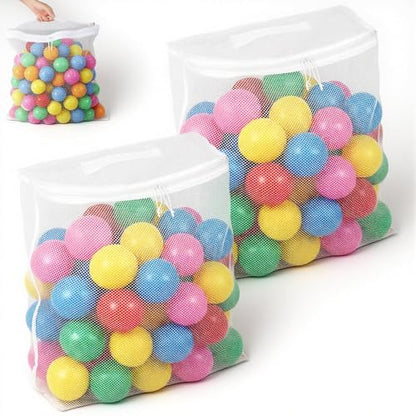 Molain 2 PCS Ball Pit Balls Bag, Mesh Ball Bag for Storage Pool Ball 16.5 x 8.3 x14.6 Inches Durable Nylon Zipper Bag Foldable Organizer for Playpen Home Travel (Only Storages Bag,No Ball)