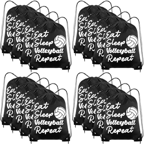 Windyun 16 Pcs Ball Drawstring Backpack Bulk Lightweight Draw String Bags Cinch Bags Drawstring Cinch Sack Tote(Volleyball) - style: Volleyball