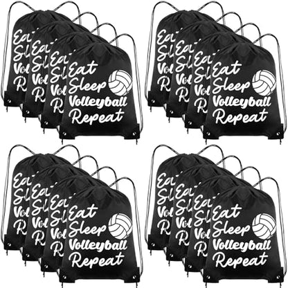 Windyun 16 Pcs Ball Drawstring Backpack Bulk Lightweight Draw String Bags Cinch Bags Drawstring Cinch Sack Tote(Volleyball) - style: Volleyball