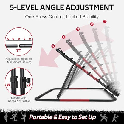 VAVOSPORT Volleyball Rebounder Net 40"x40" – Adjustable Angles Bounce Back Training Equipment for Volleyball, Baseball, Softball & Lacrosse, Durable, Portable, Easy Setup for Indoor & Outdoor Practice