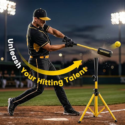 Baseball & Softball Rope Swing Trainer - Batting Training Tool with Batting Tee & 8 Soft Training Balls, Outdoor Indoor Training Bat, Hitting Aid for Youth & Beginners