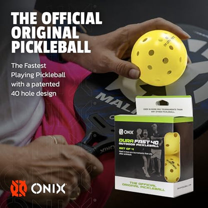 Onix Durafast 40 Pickleball Top Performance Engineered for Championship Play True Flight Competitive Ball - color: DURA Dura Fast Pickleball - 4 Pack - Yellow