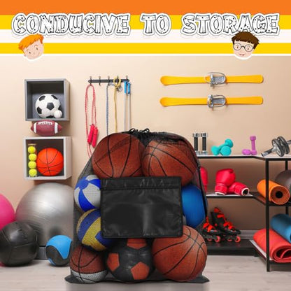 Woanger 9 Pieces Extra Large Sports Ball Bag Mesh Soccer Ball Bag with Adjustable Shoulder Strap Drawstring Heavy Duty Sports Storage Net Bag for Basketball Volleyball Swimming Gear 35.4 x 27.5 Inch