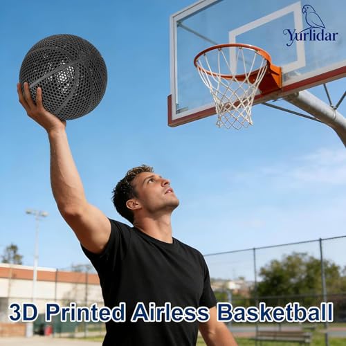 3D-Printed Airless Basketball,Official Size 7 No Pump Needed High Bounce and Quiet Basketballer Training and Dribbling Indoor Outdoor