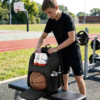 MATEIN Basketball Bag, Sturdy Soccer Bag with Ball Holder & Shoe Compartment, Large Basketball Backpack for Training Equipment, Water Resistant Sports Ball Backpack Fits Volleyball Football, Colorful - color: Black