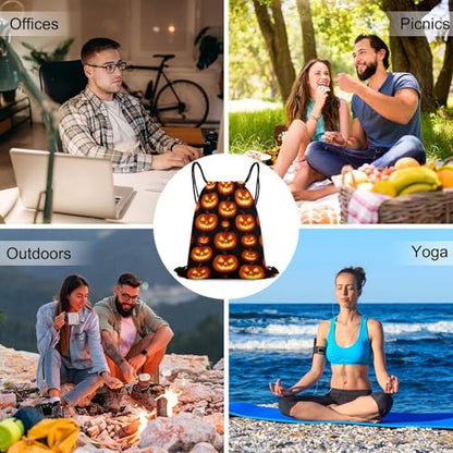 Beam Backpack Drawstring Sack Large Capacity for Soccer Basketball Sports Equipment Travel Men Women, Pumpkin Face Bags - color: Picture (1018)