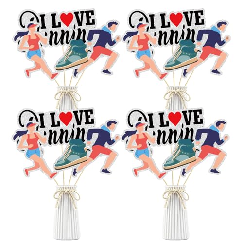 Set of 16 Running Theme Centerpiece Sticks - Track, Cross Country or Marathon Party Centerpiece Table Toppers - Sports Theme Decoration Supplies - color: Ilpb