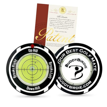 Birdie Putt Green Reader | Poker Chip Style Ball Marker Compact & Stylish Golf Putting & Green Reading Aid Bubble Level High Precision Alignment Reader Tool Golf - color: Black & White