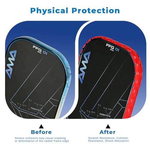 PICKLETECH Pickleball Paddle Protection Tape - Paddle Head Edge Guard - Racket Edge Protection Tape -Fit Perfectly Curved Edge -No Wrinkling - color: Red Grid, size: Width 20mm