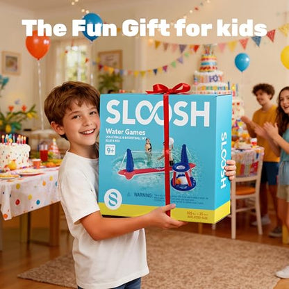 JOYIN Inflatable Pool Float Set Volleyball Net & Basketball Hoops, Balls Included for Kids and Adults Swimming Game Toy, Summer Floaties, Volleyball Court |Basketball,L-Red - color: Red, size: Large