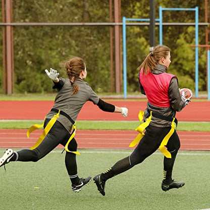 Junkin 6/8/10 Players Flag Football Sets Adjustable Football Belts and Flags for Youths Teens Kids Adults Players Sports Team - color: Yellow