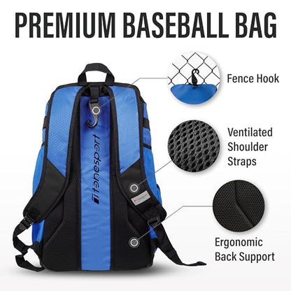 Tonesport Baseball Bag - Backpack for Baseball, Softball, Tball - Adults & Youth Bat Bag - color: Blue, style: Baseball Backpack