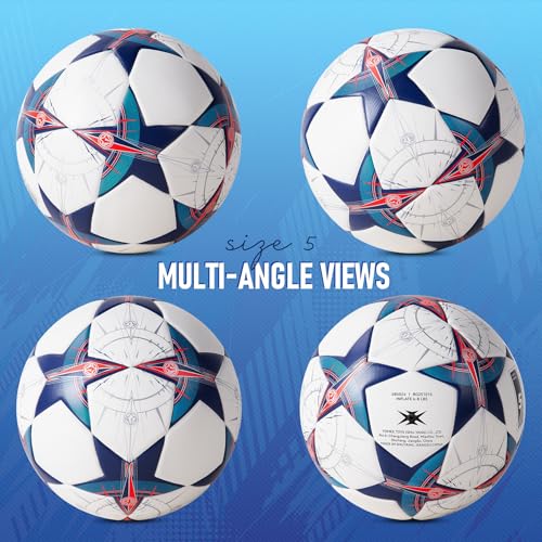 Soccer Ball Size 5, Professional Seamless Waterproof PU Training Game Ball Official Match Ball for Adults and Youth, Indoor & Outdoor with Pump and Mesh Bag