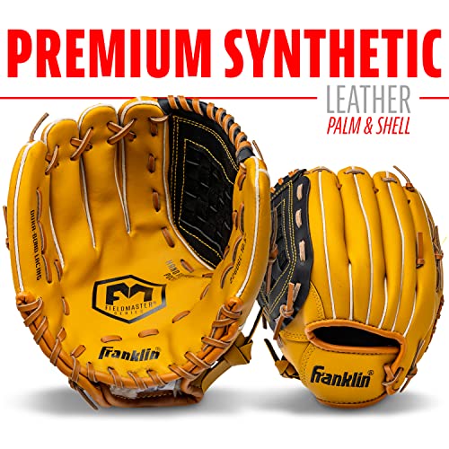 Franklin Sports Field Master Baseball + Softball Glove - Field Master Adult + Youth Baseball + Softball Mitt - Men's + Women's Gloves - Right Hand Throw - color: Tan, style: 10.5" - Basket Web