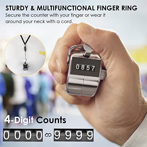 KTRIO Metal Handheld Tally Counter, 4-Digit Number Clicker Counter, Hand Mechanical Pitch Counters for Coaching, Knitting, People, Lap, Fishing, Golf and Row - style: 2 Pack