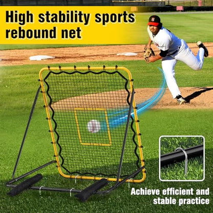 Baseball Rebound Net,Multi-Sports Pitching Rebound Net, 5 Adjustable Angles for Volleyball and Football Training
