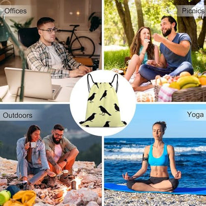 Waterproof Drawstring Bag Gym Sack Sports Backpack for Hiking Swimming Beach Yoga Gear Lightweight Unisex, Black Crow Raven Bird Bags - color: Picture (502)