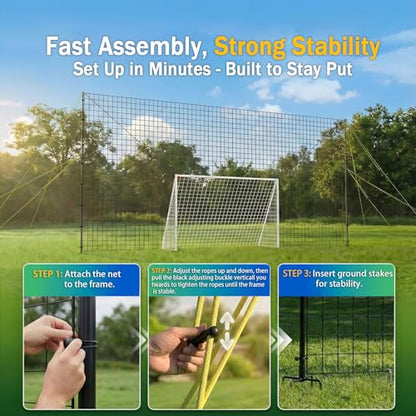 3-in-1 Soccer Goal with Rebounder & Backstop Net, Soccer Training Equipment for Backyard, Soccer Rebounder for Shooting, Passing & Ball Control, Kids & Youth - style: Large