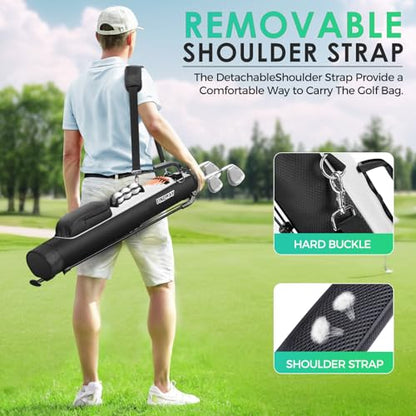 Findway Golf Stand Bag, Small Golf Bag for The Driving Range, Par 3 and Executive Courses, Lightweight Golf Club Carry Bag with Ball Holder and Pockets for Men Women - color: Black