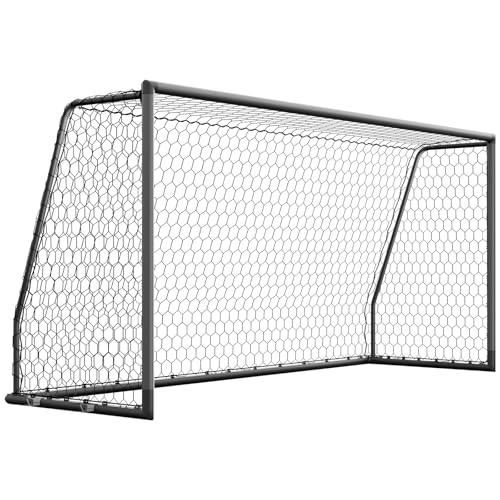 NAIZEA Soccer Goals - 24x8/21x7/18x7/12x6/16x7/10x6/8x6/6x4FT Soccer Goals for Backyard Training- Portable Metal Soccer Net for Youth & Adults - Heavy Duty Steel for Indoor Outdoor Games & Practice - size: 12ft x 6ft, style: Pro-Grey/Alu