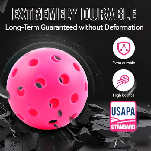 Pickleball Balls Outdoor 40 Holes - Durable High Bounce USAPA Approved - True Flight Tournament Pickleballs - 4/6/12 Pack - Accessories for Training & Competitive Play