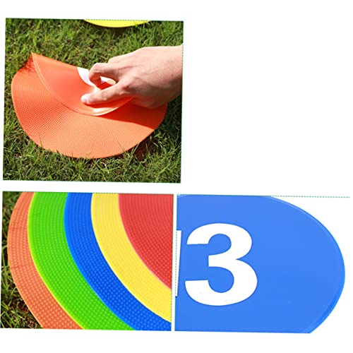 POPETPOP 10Pcs Reusable Football Markers Number Printed Soccer Training Signs for Use Durable Roadblock Plates for Agility Drills and Practice