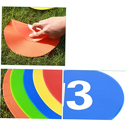POPETPOP 10Pcs Reusable Football Markers Number Printed Soccer Training Signs for Use Durable Roadblock Plates for Agility Drills and Practice
