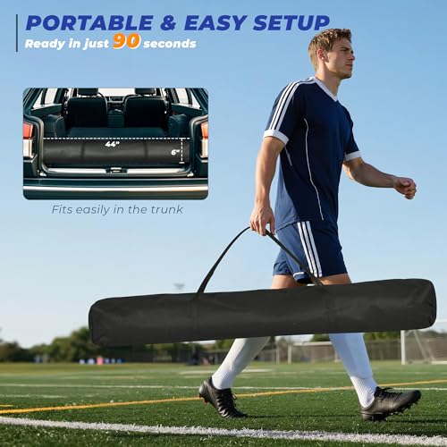 7 x 7 ft Baseball Net, Baseball Softball Batting Net for Practice Hitting Pitching Fielding, Quick Setup, Portable, with Carry Bag, 4 Ground Stakes - color: Red