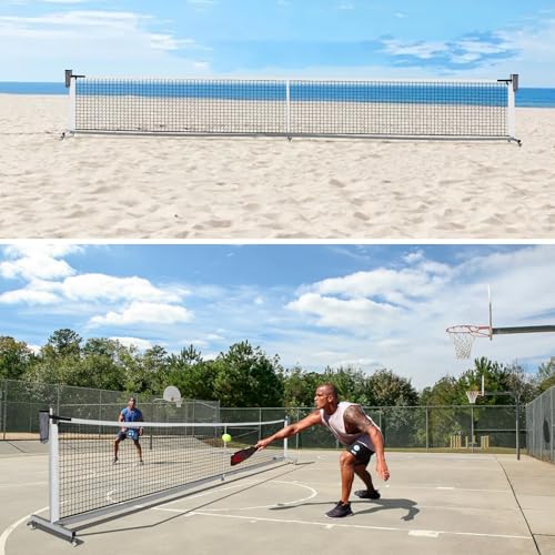 Pro Pickleball Net Portable with Wheels – 22ft Heavy Duty Pickleball Net System with Sturdy Aluminum Frame for Outdoor & Indoor – Nylon Net & Carrying Bag for Pickleball, Tennis, Badminton - style: Movable-Portable
