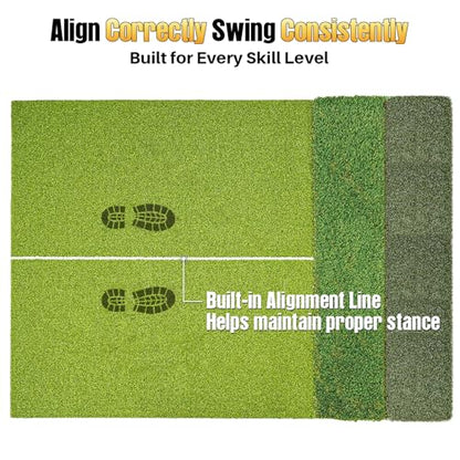 Golf Hitting Mat 6x4ft Golf Mats Practice Indoor Outdoor with 20mm EVA Base Golf Practice Mat with 9 Hitting Holes Ideal for All Levels