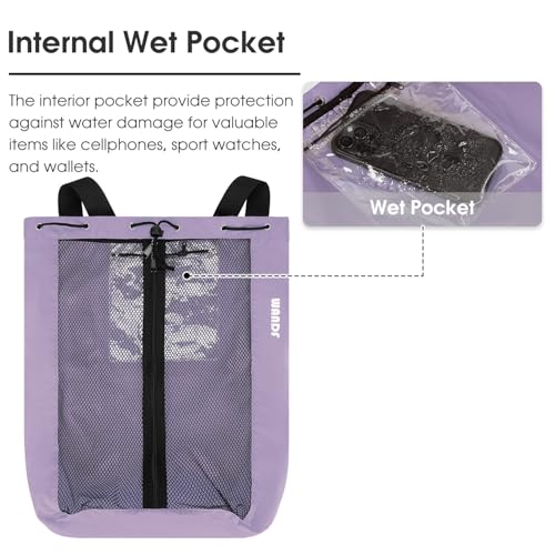 WANDF Swim Bag Mesh Drawstring Backpack Beach Backpack for Swimming, Gym, and Workout Gear - color: Purple