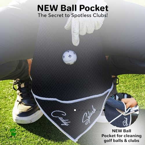Golf Club Water Brush PRO + Golf Pocket Mag Towel - Black Bundle