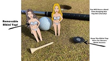 Sexy Golf Divot Tool with Removable Bikini Ball Marker – Magnetic Hat Clip & Gift Tin Included – Hottest Accessory on The Green - color: Brunette