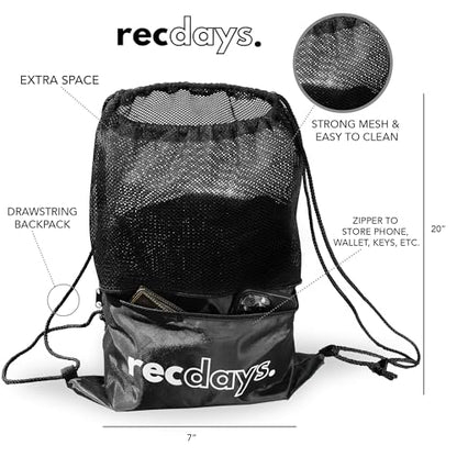 Recdays Volleyball Lines: Premium 2-in-1 Grass Volleyball & Beach Volleyball Lines, 2" Volleyball Court Lines with Anchors & Stakes, Durable Drawstring Mesh Bag, AVP Official Court Size 26’3” x 52’6”
