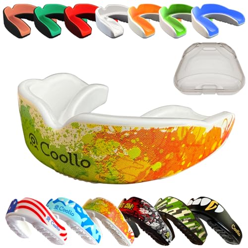 Boil and Bite Mouth Guard (Youth & Adult) Custom Fit Sport Mouthpiece for Football, Hockey, Rugby, Lacrosse,Boxing,MMA(Free Case Included) - color: Ink Splash, size: Adult -Ages 11 & Above