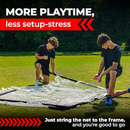 Velocity Official Size 6x6x7' Backyard Lacrosse Practice and Training Goal, Includes 4MM Lacrosse Net, for Youth, Kids, and Adults - color: Black Frame, style: White Net