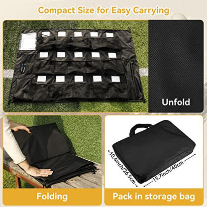 QBA Hanging Helmet Bag for Baseball Softball Team, Helmet Organizer for Dugout Fence Garage, Hold Up to 15 Players Helmets 4 Bats with Name Cards Roster Line Up, Black