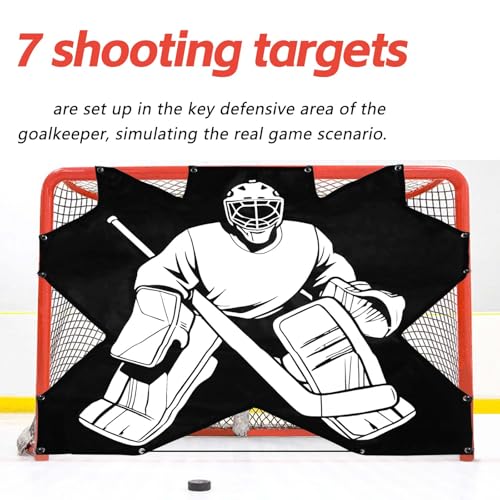 Doublehorse Ice Hockey Training Target: Durable Quick Install PVC Goalie for Shotting Accuracy Skill Development Suit Indoor Outdoor All Weather - for Youth Adults with 7 Hole - 1 Piece