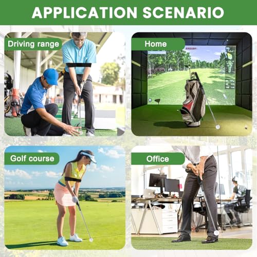 Retractable Golf Swing Trainer, Golf Grip Trainer with Arm Band for Right-Handed Golfers, Training Aid for Grip Correction, Click Feedback & Arm Connection, Indoor & Outdoor
