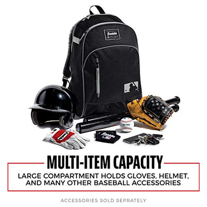 Franklin Sports Kids MLB Baseball Batpack Bag - Youth Baseball, Softball + Teeball Backpack - Sports Equipment Bag for Kids + Toddlers - Holds (2) Teeball + Baseball Bats + Includes Fence Hook - color: Black/Gray