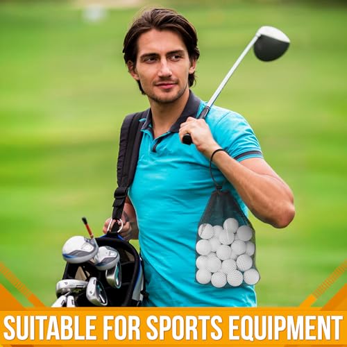 Jambala Mesh Drawstring Bags, 5 Pcs, 11 x 7 Inch - Nylon Net Bags for Swim Gear, Golf Balls, Tennis Balls, Gym Items, and Beach Essentials