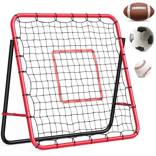 Garvee Soccer Baseball Rebounder Adjustable Soccer Goal and Bounce Back Net with Steel Frame Multi-Sport Training Equipment for Control Passing Practice Easy Setup Teens Adults