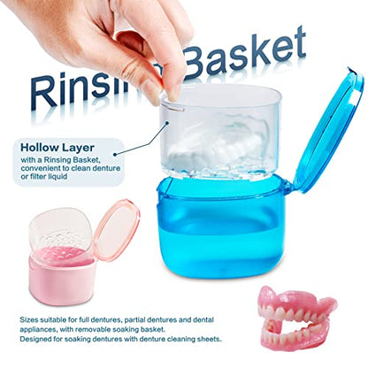 Denture Bath Case, Retainer Cleaning Box, No-Leak Denture Case, Mouth Guard, Night Guard and Retainer (pink) - color: Pink