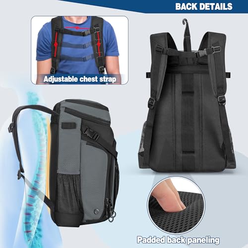 Smasrob Baseball Bag for Adult and Youth, Baseball Backpack Softball Bag with Helmet Holder, Shoe Compartment and Fence Hook - color: Gray