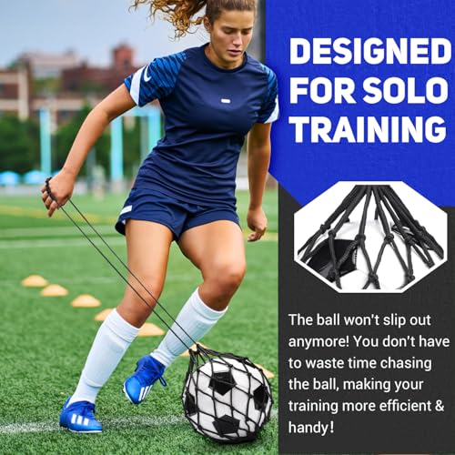 TOBWOLF Football Kick Trainer, Soccer Return Trainer Net Fits Ball Size 3, 4, 5, Hands-Free Soccer Kick Throw Training Aid