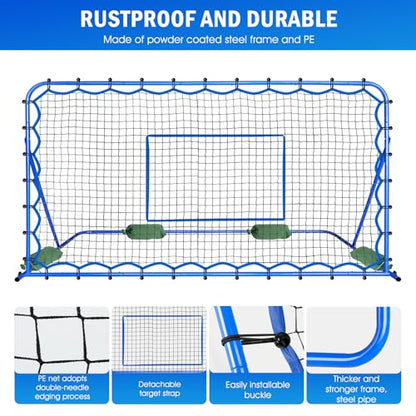 Soccer Baseball Rebounder Net, Soccer Goal Net, Volleyball Softball Rebound Pitchback Net Quick-Switch Angle Training for Control, Passing Practice, Bounce Back Rebounder Goals Gifts Trainer Equipment - size: 7FTx4FT