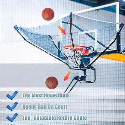 Basketball Practice Network Funnel-Shaped Shooting Practice Return Attachment, Kids/Youth/Adults Basketball Hoop Rebounder Net, Basketball Training Aid Equipment Foldable