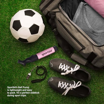 SPORTBIT Ball Pump for Sports Balls - Push & Pull Inflating System - Hand Pump for Exercise Balls - Volleyball Pump, Basketball Inflator, Ball Air Pump - Goes with 5 Needles Set